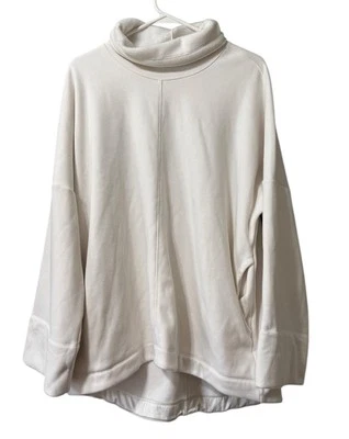 Athleta Mujeres Acogedora Karma Cuello Embudo Sudadera Blanco Pullover Talla Grande LEER Foto 1 de 4