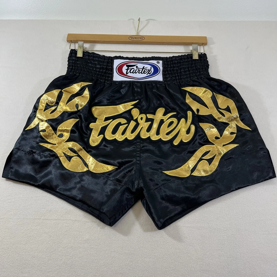 Fairtex "ETERNAL GOLD" Muay Thai Kickboxing Shorts Size Large Black/Gold - Image 1 of 4