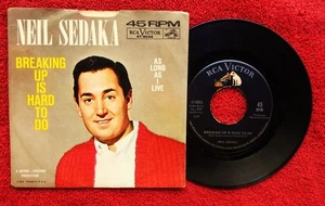 NEIL SEDAKA BREAKING UP IS HARD TO DO 1962 45 & PICTURE SLEEVE - Picture 1 of 1