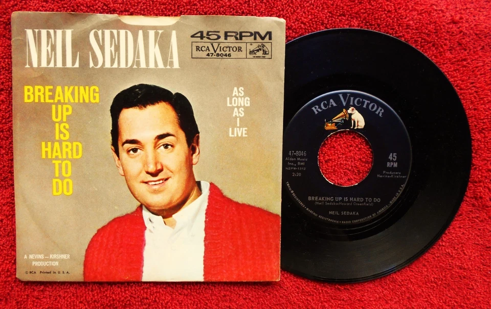 NEIL SEDAKA   BREAKING UP IS HARD TO DO    1962 45 & PICTURE SLEEVE Foto 1 de 1