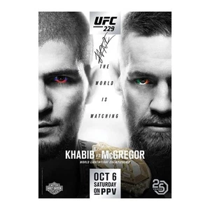 Póster de evento autografiado por Khabib Nurmagomedov UFC 229 Khabib vs McGregor 27"x39" - Imagen 1 de 2