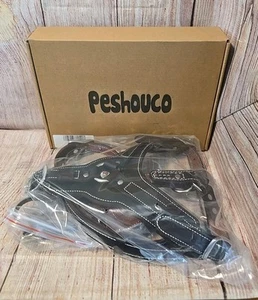 Peshouco Leder Hundegeschirr "HANDMADE LEATHER" für mittelgroße kleine Hunde (DUNKEL) NEU - Bild 1 von 3