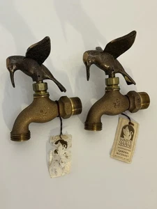 2 grifos de jardín vintage de los años 80 cisne blanco - bronce macizo colibrí Nuevo de Lote Antiguo - Imagen 1 de 15