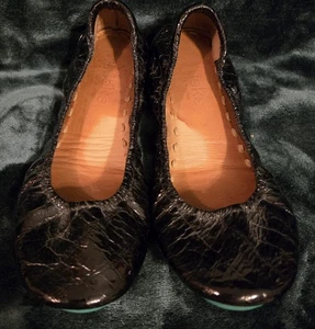 Women's TIEKS Obsidian Black Croc Patent Leather US 5, AU 3, UK 3, EU 35 Flats - Picture 1 of 9
