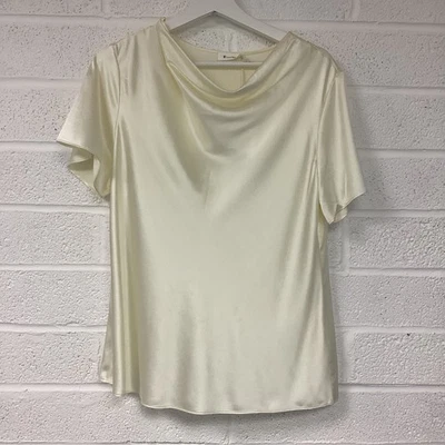 LILYSILK Drape Neck  Blouse Top Mulberry Silk Satin Cream UK 12 BNWT - Image 1 of 4