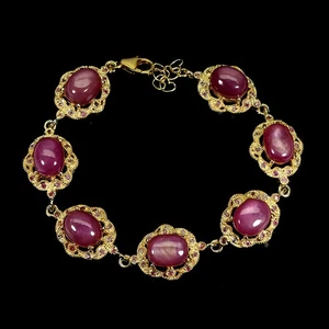 925 Sterling Silver Bracelet Oval Ruby 11x8mm Natural Gemstone Jewelry 7.5 Inch - Picture 1 of 14