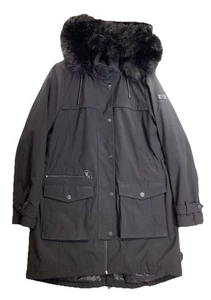DKNY Anorak Parka mit Kunstfellkapuze Damen Jacke Gr. Large schwarz Winter warm - Bild 1 von 16