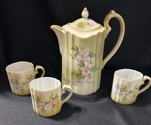 Antique Hand Painted Nippon Tea Coffee Pot Set w 3 Cups Excellent Condition - Imagen 1 de 10