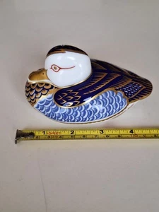 Crown Derby Blue Imari Duck Figurine Paperweight 12x7.5cm - Picture 1 of 5