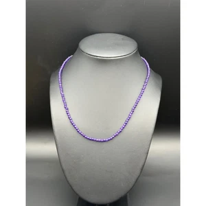 Amethyst Beaded Necklace Sterling Silver .925 - Picture 1 of 3
