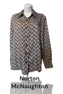 Vtg Norton McNaughton Sz 12P L/S Blouse Blouse Black/Silver Mingled. C-4 - Picture 1 of 8