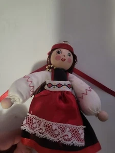 Vtg Christmas Ornament Woman Estonia Figure Noel Notions 5" Handmade Folk Art - Picture 1 of 4