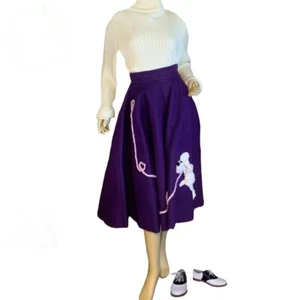 VINTAGE CIRCA 1950'S BOBBIE BROOKS PURPLE FELT POODLE SKIRT SZ SMALL - Picture 1 of 11