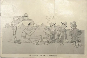 Vintage Military Cartoon “ Training For The Trenches “ Humor Postcard 1918 - Imagen 1 de 3