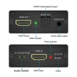 HDMI Stereo Audio Extraktor Konverter 4K*2K HDMI zu HDMI + optisches SPDIF 3,5 mm Ah - Bild 1 von 7