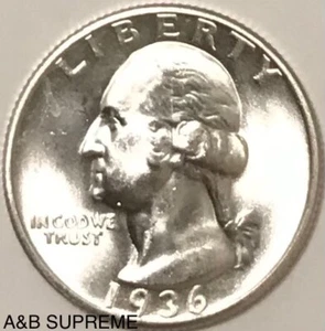 1936 S Washington Quarter “Key Date” From OBW Roll CHOICE-GEM Bu Unc 90% Silver - Picture 1 of 6