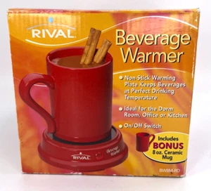 Calentador de bebidas Rival café té plato de calentamiento taza de cerámica rojo nuevo sellado - Imagen 1 de 6