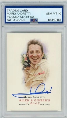 2012 Topps Allen & Ginter Mario Andretti SIGNED #19 Card PSA 10 AUTOGRAPH Slab - Image 1 of 2