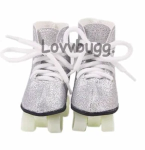 Silver Glitter Roller Skates for American Girl 18" Doll Shoes FREESHIP ADDS Lovv - Picture 1 of 24