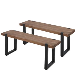 Levede 2x Dining Bench Chairs Wooden Seat Kitchen Outdoor Garden Patio 115CM - Picture 1 of 9