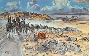 20 Mule Team Pilot Knob Death Valley CA -Artist Drawn E. W. Thistlehait - Chrome