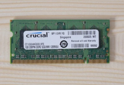 Crucial DDR2 Laptop Memory CT12864AC800.8FE 1GB - Image 1 of 2