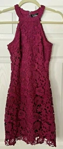 Lulus Maroon Lace Sleeveless Dress Halter Top Size XS - Picture 1 of 10