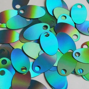 Lentejas metálicas reflectantes Lazersheen azul agua de gran orificio ovalado lentejuelas de 1,25 - Imagen 1 de 2