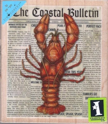 Grande Langosta Océano Costero Periódico Collage Náutico SELLO DE GOMA Tema NUEVO  Foto 1 de 2