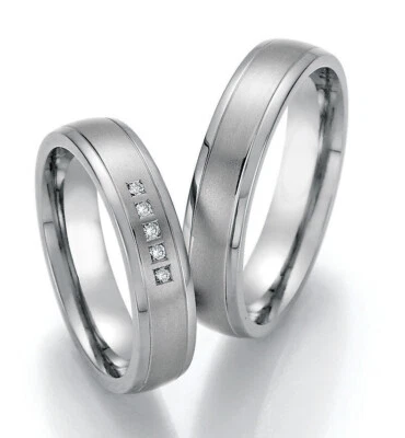 Titan Eheringe + Diamant + Garantie Trauring Antragsring Hochzeitsring + Gravur - Bild 1 von 4