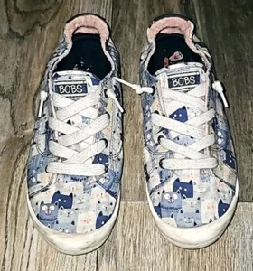 Bobs By Skechers Shoes Women's 9 Blue Shades Cat Print - Picture 1 of 6