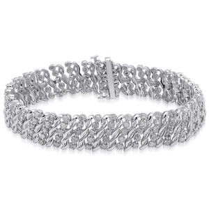 New Fabulous Sterling Silver Natural Diamond 2 CT Bracelet 925  7.25  inches - Picture 1 of 1