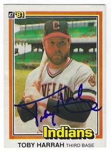 TOBY HARRAH CLEVELAND INDIANS SIGNED 1981 CARD NEW YORK YANKEES TEXAS RANGERS - Picture 1 of 1
