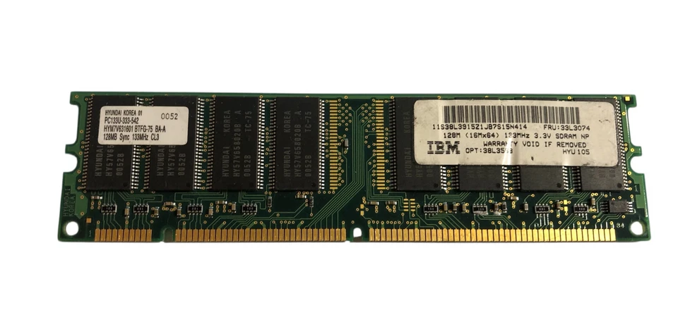 Memoria SDRAM HYM7V631601BTFG-75KG-BA-A Hyundai 128MB PC133 133MHz CL3 168 Pin - Immagine 1 di 1