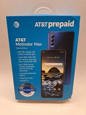 AT&T Prepaid Motivate Max (32GB) Smartphone - Blue 6.82 "Display Android 12,13mp - Image 1 of 4