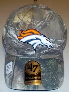 DENVER BRONCOS OSFA MENS HAT CAP ONE SIZE REALTREE XTRA CAMO NWT 47' BRAND - Picture 1 of 3