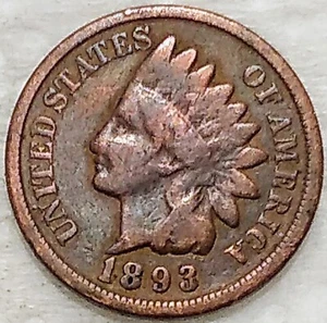 1893 Indian Head One Cent Penny 1C US Coin! G/VG #12039 - Picture 1 of 4