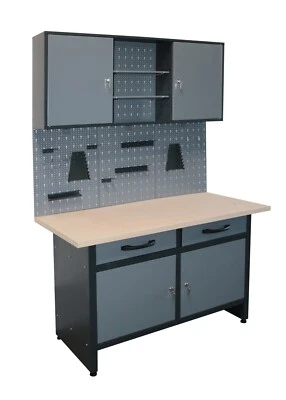 Werkbank Set 3 tlg. Werkstattset Werktisch Montagetisch 120 cm Profiqualität - Bild 1 von 4