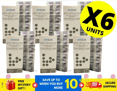 6 Cajas Avizor PRO-ENZYME Tabletas Removedoras de Proteínas 12's Lentes de Contacto Suaves Foto 1 de 4