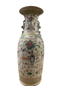 Antique Large Temple Vase With Balustrade And Floral Decorations China - Picture 1 of 10