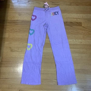 Juicy Couture Pam Gela Terry Life is Juicy Sweatpants Lilac Purple Youth 14 NWT - Picture 1 of 7