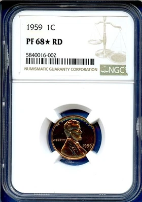 1959 NGC PF68* RD Lincoln Memorial Cent 1c Penny US Mint 1959-P PF-68* RD Star - Image 1 of 3