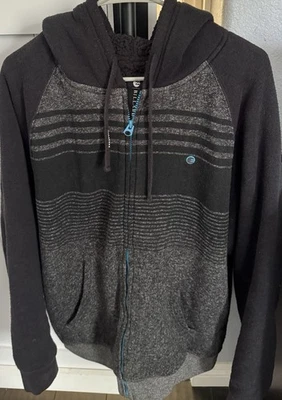Sudadera con capucha gris vintage Billabong XL para hombre línea Sherpa bolsillos con cremallera surf patín Y2K Foto 1 de 3