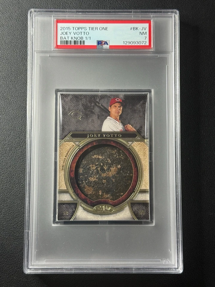 1/1 JOEY VOTTO PSA 7 2015 TOPPS TIER ONE GAME-USED BAT KNOB RELIC REDS 1/1 - Image 1 of 2