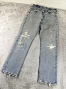 Vintage Levis 501 Jeans Herren 31x32 Light Wash Distressed Denim USA 90s - Bild 1 von 14