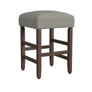 HomePop Square Counter Height Stool Barstool Upholstered Open Back Gray - Picture 1 of 8