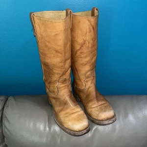 Frye Style Unbranded Campus Boots Saddle Brown Square Toe Western Marbled 10 D - Picture 1 of 9
