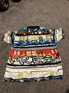 Vintage 2000s Y2K No Boundaries Shirt All Over Print Graffiti XL Hip Hop Skater - Picture 1 of 11