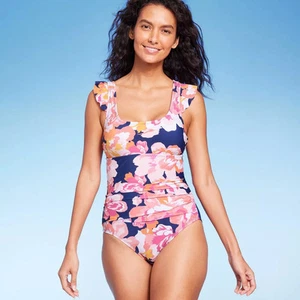 Kona Sol Women's Over the Shoulder Swimwear S Floral One Piece Swimsuit - Picture 1 of 7