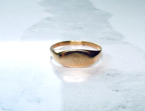 14K YELLOW GOLD SIGNET RING VINTAGE ESTATE SZ 9.5 - 9.75 ENGRAVIBLE - Picture 1 of 8